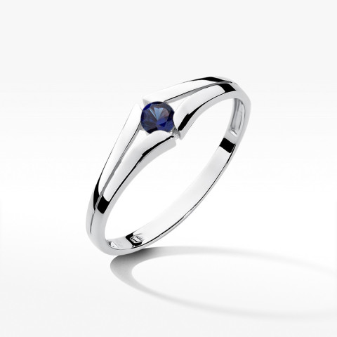 Pierścionek z białego złota z szafirem - próba 585 0,15CT w0207.B3.SAB.01