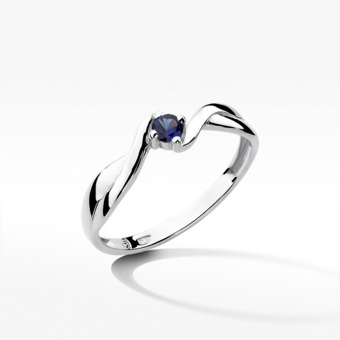 Pierścionek z białego złota z szafirem - próba 585 0,15CT w0208.B3.SAB.01