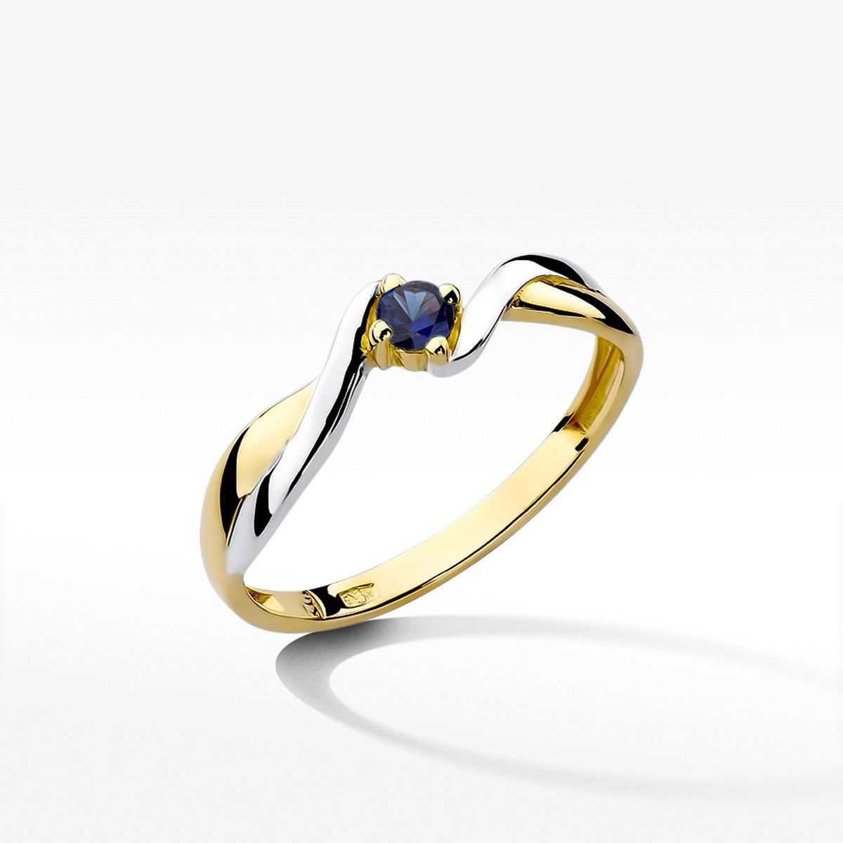 Pierścionek z żółtego złota z szafirem - próba 585 0,15CT w0208.Z3.SAB.01