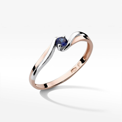 Pierścionek z różowego złota z szafirem - próba 585 0,15CT w0211.R3.SAB.01