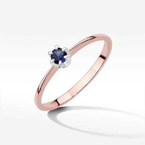 Pierścionek z różowego złota z szafirem - próba 585 0,15CT w0220.R3.SAB.02
