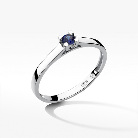 Pierścionek z białego złota z szafirem - próba 585 0,15CT w0221.B3.SAB.02