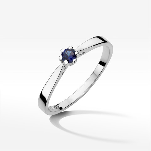 Pierścionek z białego złota z szafirem - próba 585 0,15CT w0229.B3.SAB.02