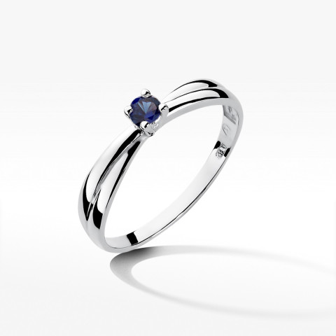 Pierścionek z białego złota z szafirem - próba 585 0,15CT w0230.B3.SAB.02