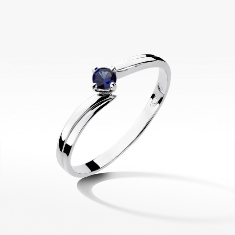 Pierścionek z białego złota z szafirem - próba 585 0,15CT w0231.B3.SAB.02