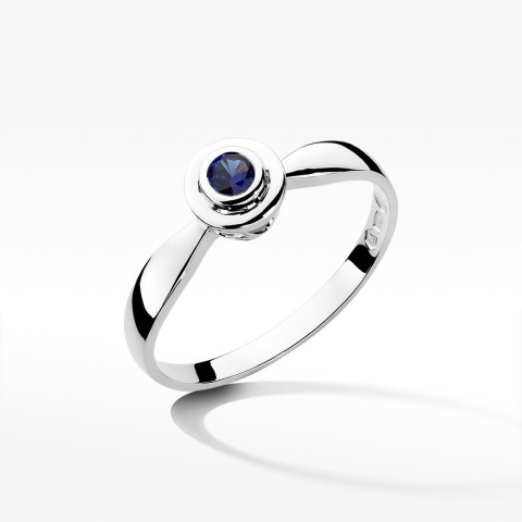 Pierścionek z białego złota z szafirem - próba 585 0,15CT w0294.B3.SAB.01