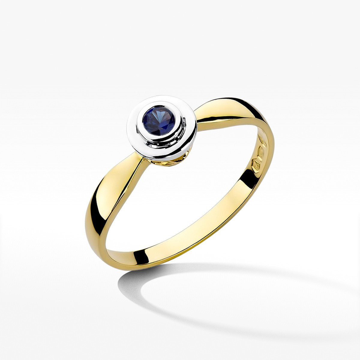 Pierścionek z żółtego złota z szafirem - próba 585 0,15CT w0294.Z3.SAB.01