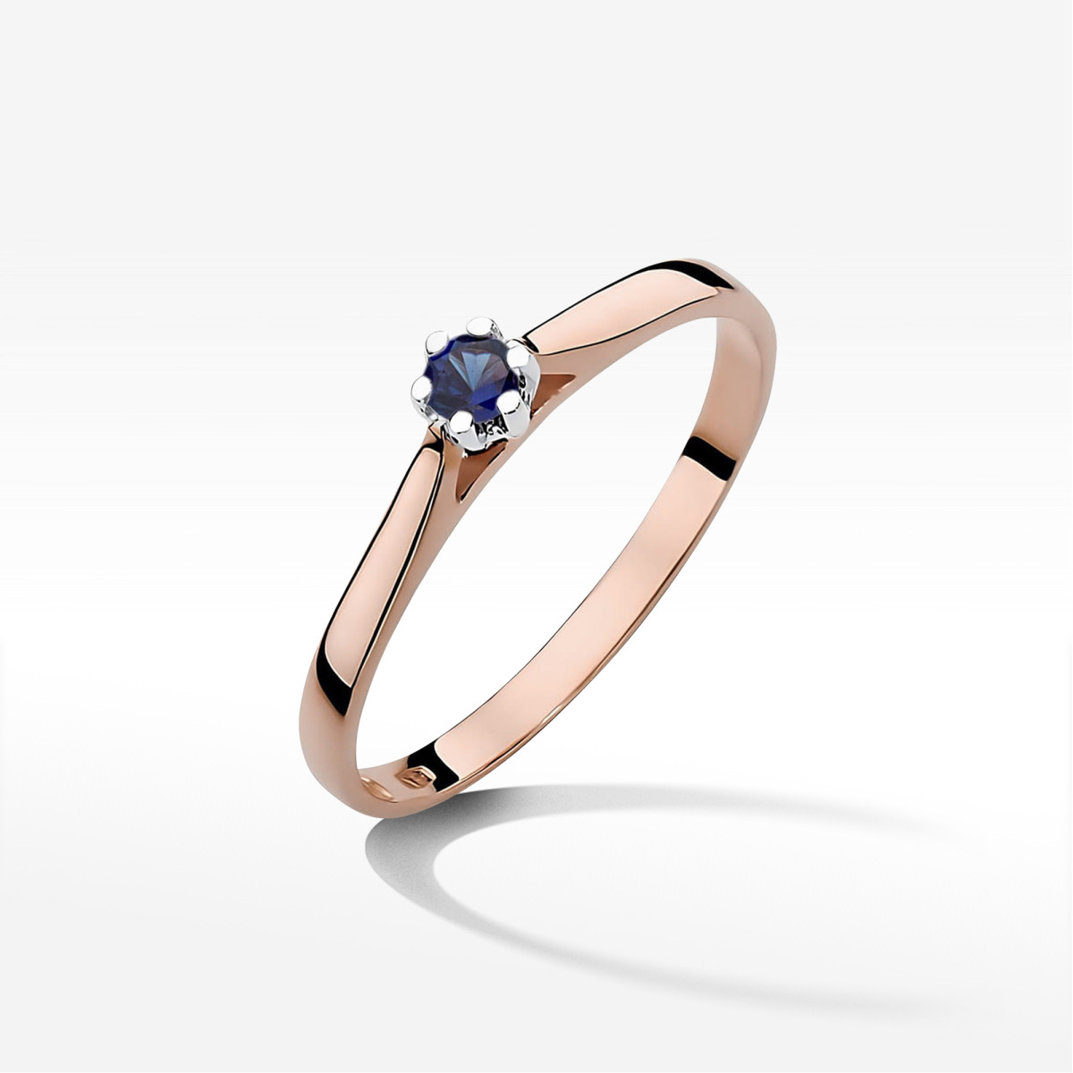 Pierścionek z różowego złota z szafirem - próba 585 0,15CT w0311.R3.SAB.02