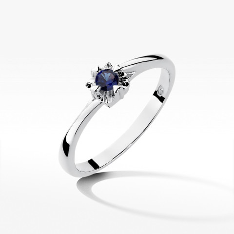 Pierścionek z białego złota z szafirem - próba 585 0,15CT w0318.B3.SAB.01