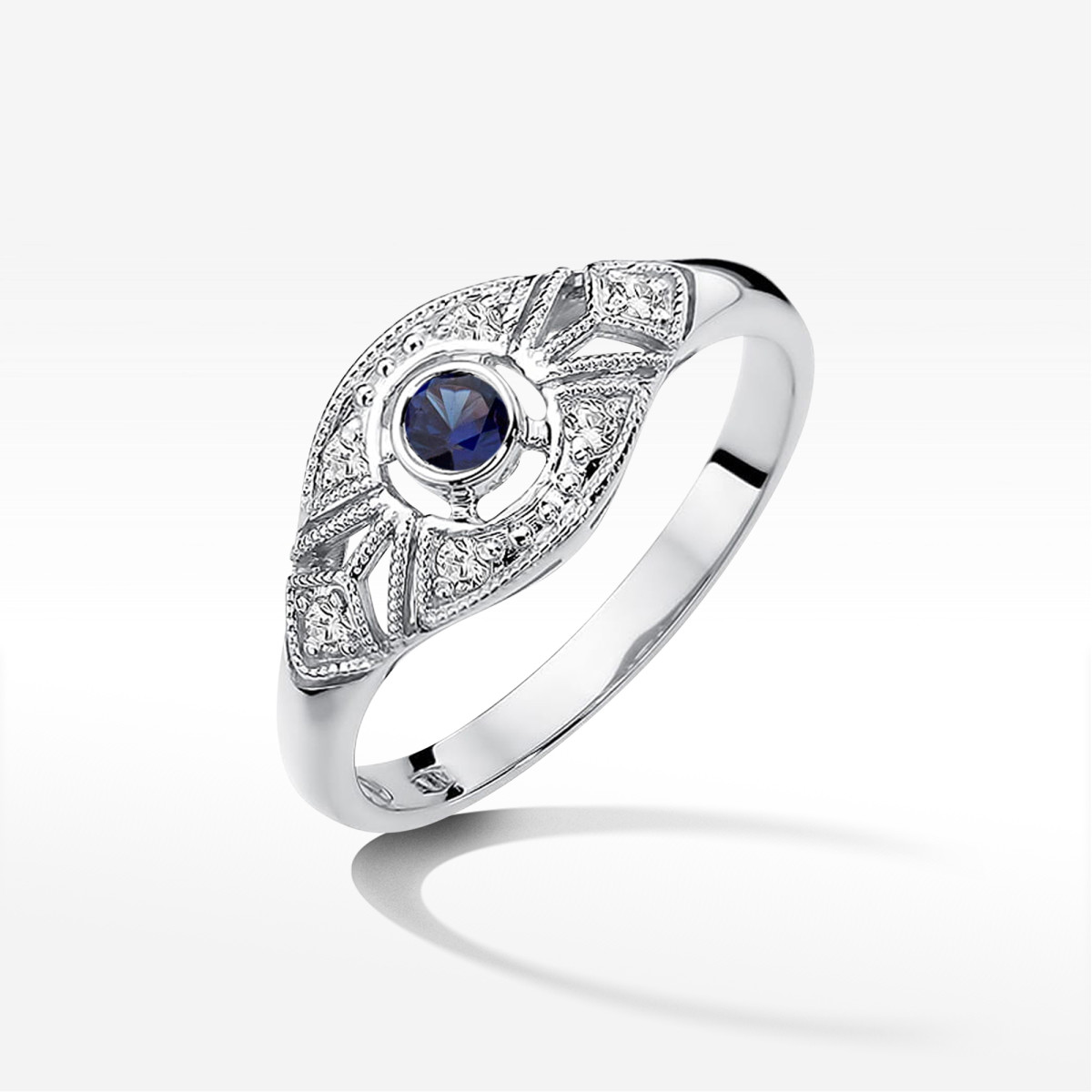 Pierścionek z białego złota z szafirem - próba 585 0,34CT PV-164.B3.SAB.01