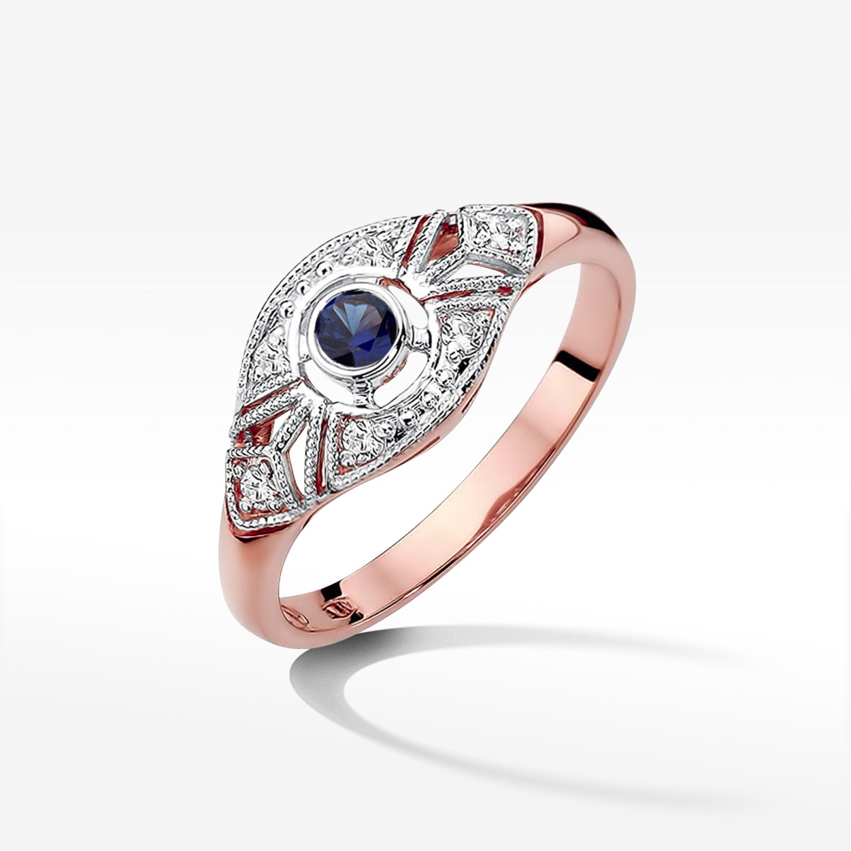 Pierścionek z różowego złota z szafirem - próba 585 0,34CT PV-164.R3.SAB.01