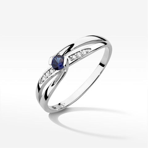 Pierścionek z białego złota z szafirem - próba 585 0,28CT w0415.B3.SAB.01