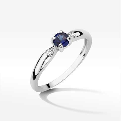 Pierścionek z białego złota z szafirem - próba 585 0,18CT PV-173.B3.SAB.01
