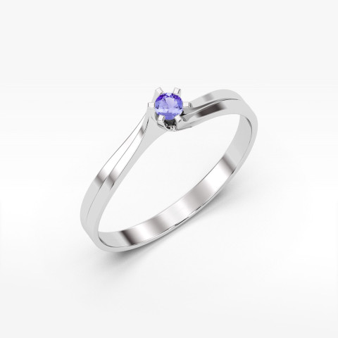 Pierścionek z białego złota z tanzanitem - próba 585 0,15CT PV-039.B3.TAP.01