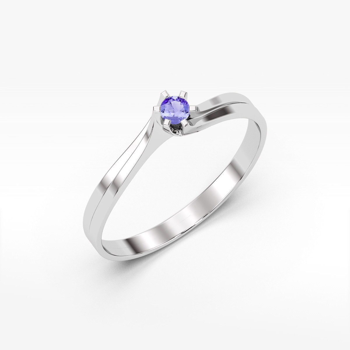 Pierścionek z białego złota z tanzanitem - próba 585 0,15CT PV-039.B3.TAP.01
