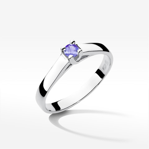 Pierścionek z białego złota z tanzanitem - próba 585 0,15CT w0070.B3.TAP.01