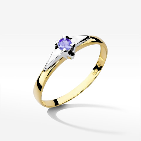 Pierścionek z żółtego złota z tanzanitem - próba 585 0,15CT w0088.Z3.TAP.01