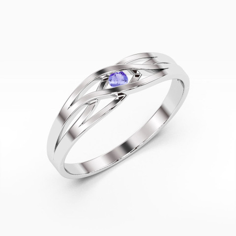Pierścionek z białego złota z tanzanitem - próba 585 0,15CT w0156.B3.TAP.01