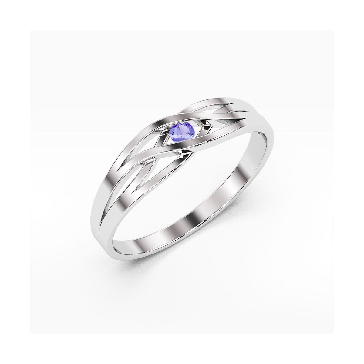 Pierścionek z białego złota z tanzanitem - próba 585 0,15CT w0156.B3.TAP.01