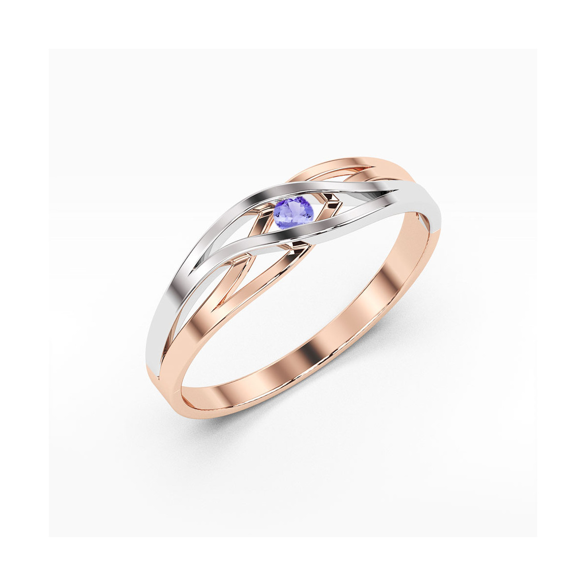 Pierścionek z różowego złota z tanzanitem - próba 585 0,15CT w0156.R3.TAP.01