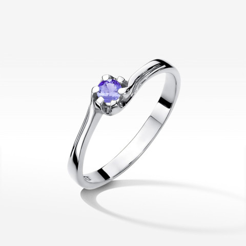 Pierścionek z białego złota z tanzanitem - próba 585 0,15CT w0163.B3.TAP.01