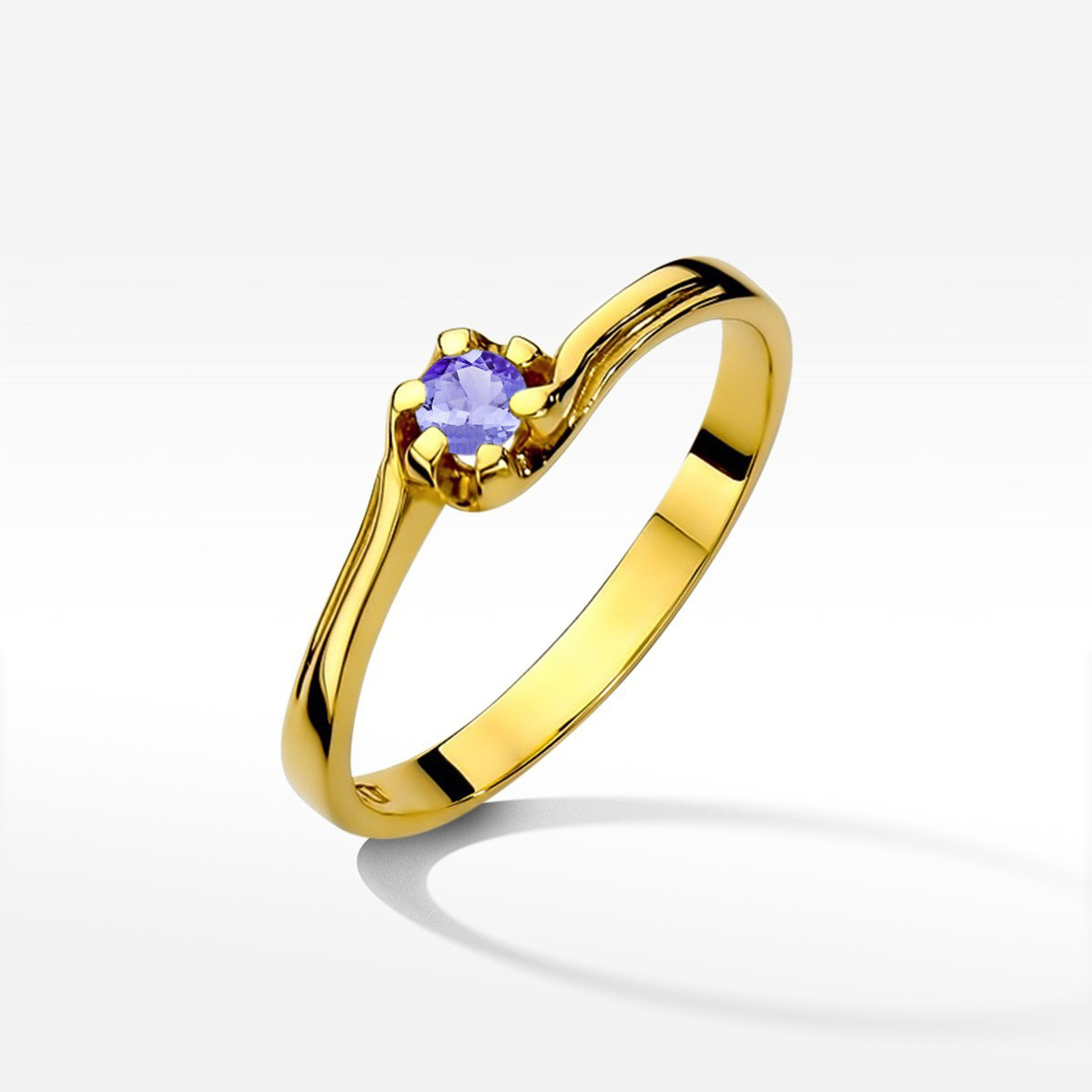 Pierścionek z żółtego złota z tanzanitem - próba 585 0,15CT w0163.Z3.TAP.01