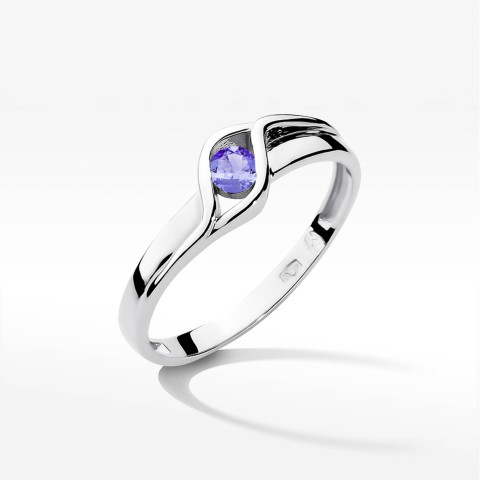 Pierścionek z białego złota z tanzanitem - próba 585 0,15CT w0178.B3.TAP.01