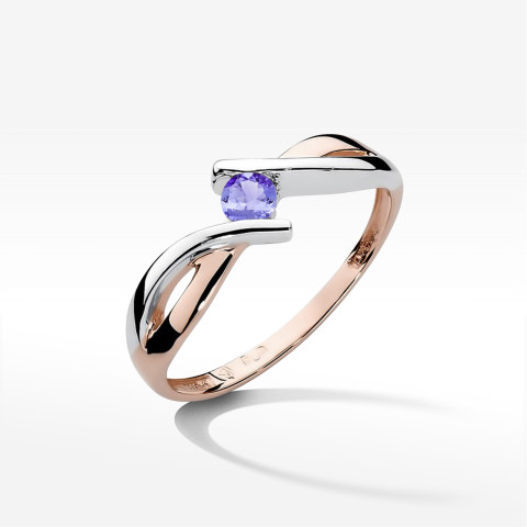 Pierścionek z różowego złota z tanzanitem - próba 585 0,15CT w0191.R3.TAP.01