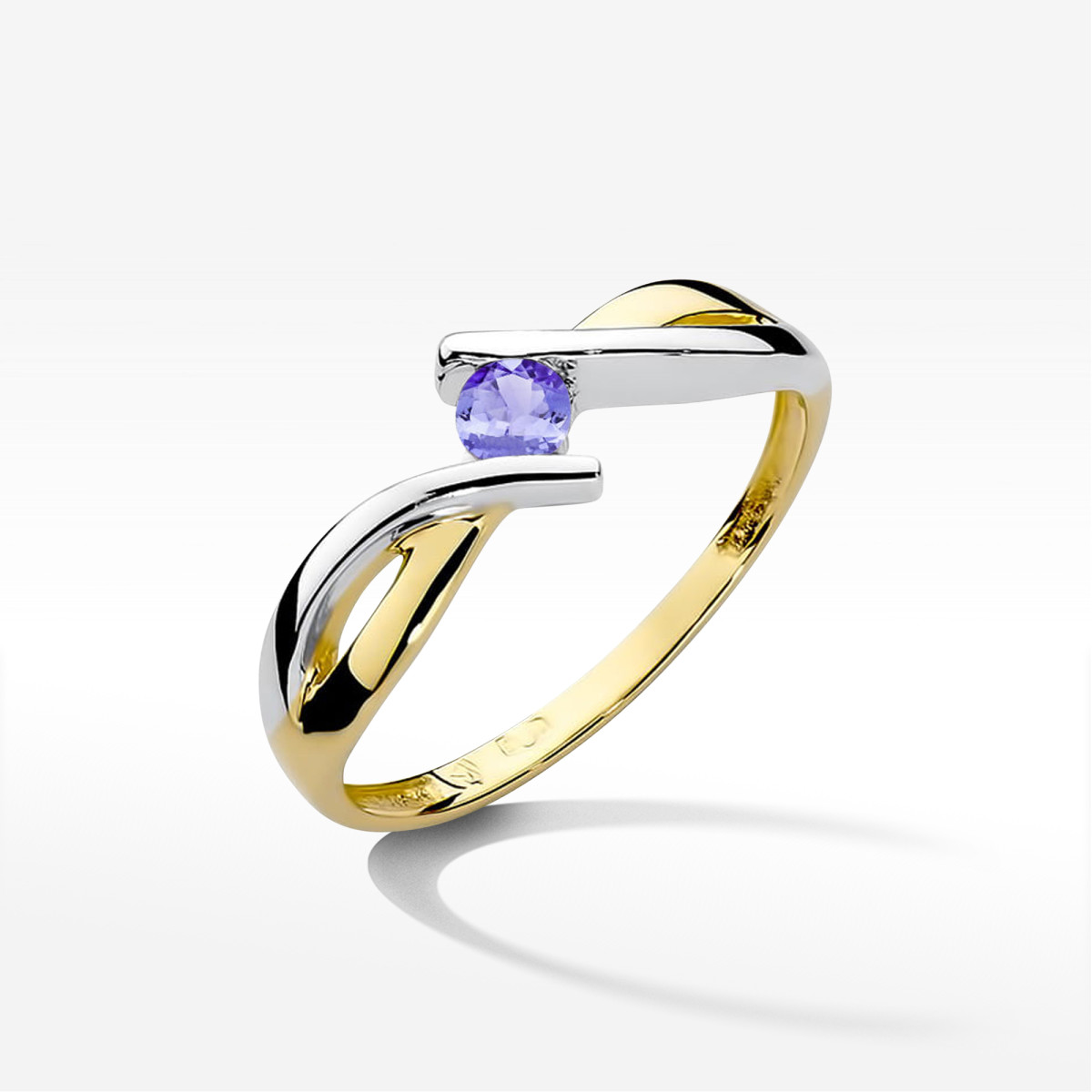 Pierścionek z żółtego złota z tanzanitem - próba 585 0,15CT w0191.Z3.TAP.01