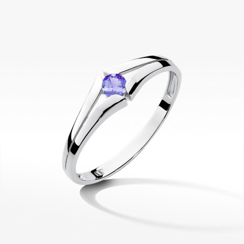 Pierścionek z białego złota z tanzanitem - próba 585 0,15CT w0207.B3.TAP.01