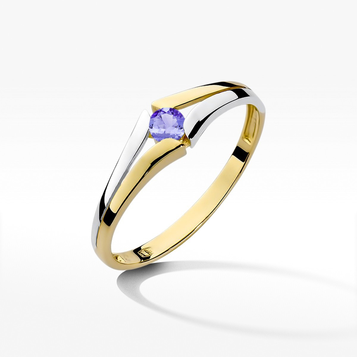 Pierścionek z żółtego złota z tanzanitem - próba 585 0,15CT w0207.Z3.TAP.01