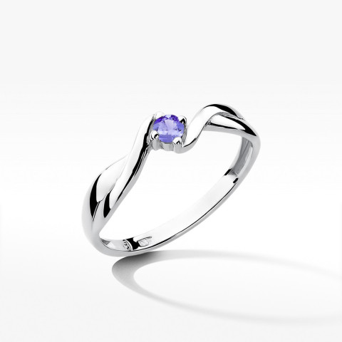 Pierścionek z białego złota z tanzanitem - próba 585 0,15CT w0208.B3.TAP.01