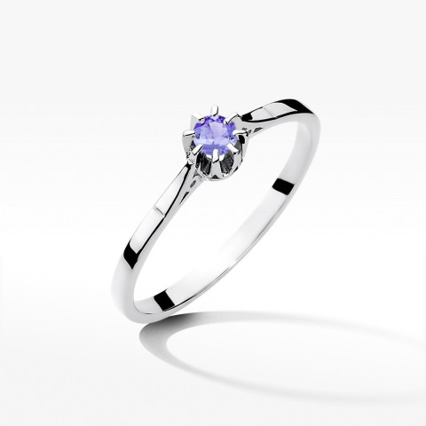 Pierścionek z białego złota z tanzanitem - próba 585 0,15CT w0209.B3.TAP.01