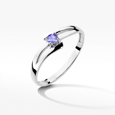 Pierścionek z białego złota z tanzanitem - próba 585 0,15CT w0210.B3.TAP.01