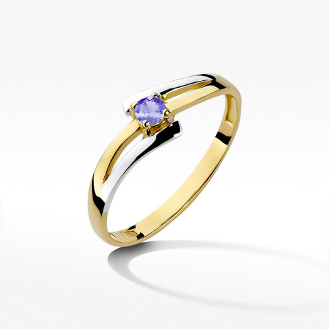 Pierścionek z żółtego złota z tanzanitem - próba 585 0,15CT w0210.Z3.TAP.01