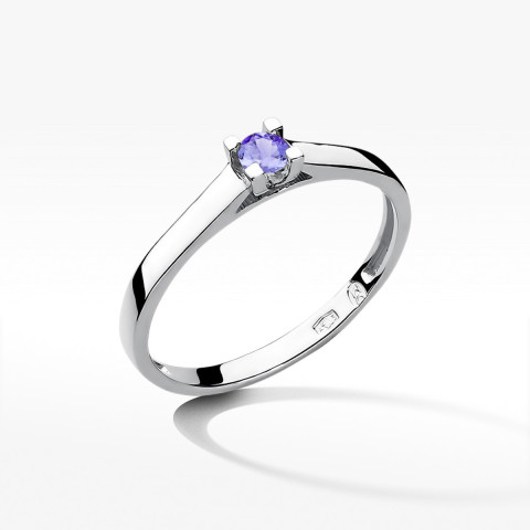 Pierścionek z białego złota z tanzanitem - próba 585 0,15CT w0221.B3.TAP.02