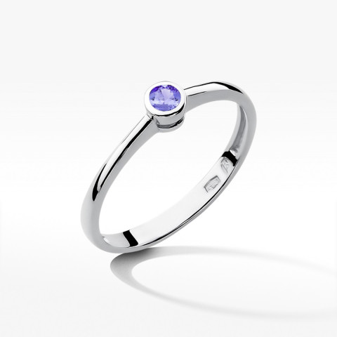 Pierścionek z białego złota z tanzanitem - próba 585 0,15CT w0224.B3.TAP.02
