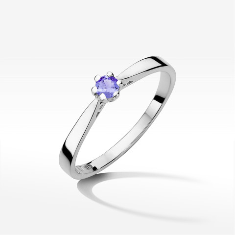 Pierścionek z białego złota z tanzanitem - próba 585 0,15CT w0229.B3.TAP.02
