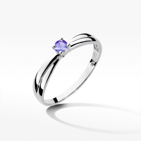 Pierścionek z białego złota z tanzanitem - próba 585 0,15CT w0230.B3.TAP.02