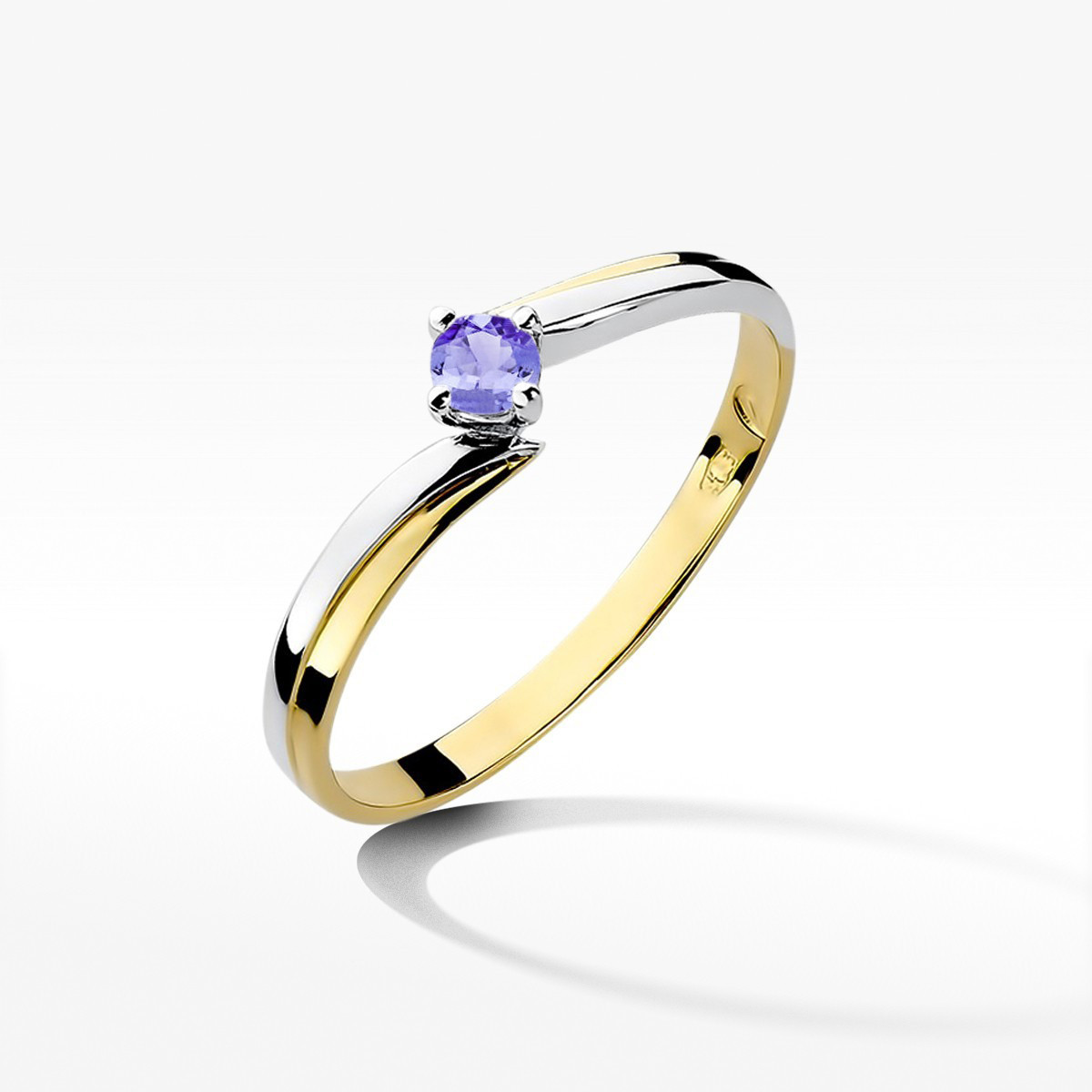 Pierścionek z żółtego złota z tanzanitem - próba 585 0,15CT w0231.Z3.TAP.02