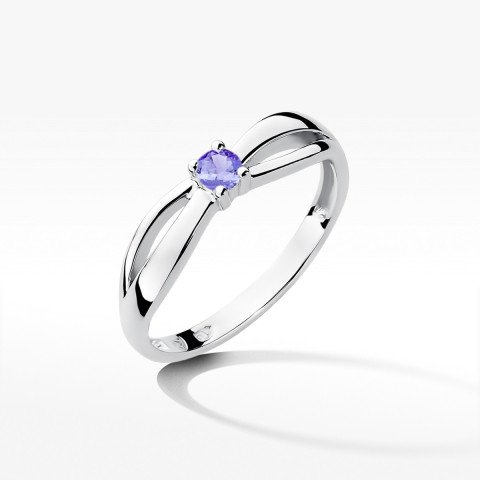Pierścionek z białego złota z tanzanitem - próba 585 0,15CT w0248.B3.TAP.01
