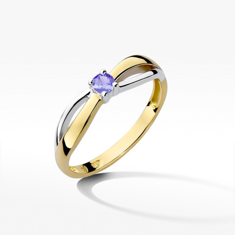Pierścionek z żółtego złota z tanzanitem - próba 585 0,15CT w0248.Z3.TAP.01