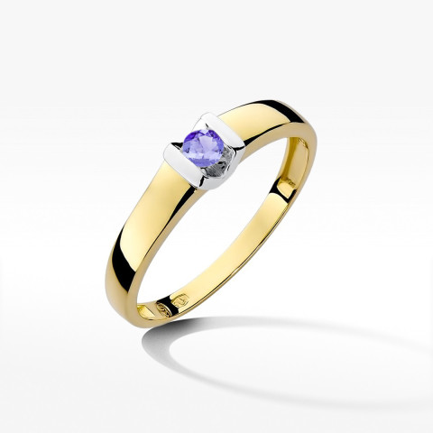 Pierścionek z żółtego złota z tanzanitem - próba 585 0,15CT w0249.Z3.TAP.01