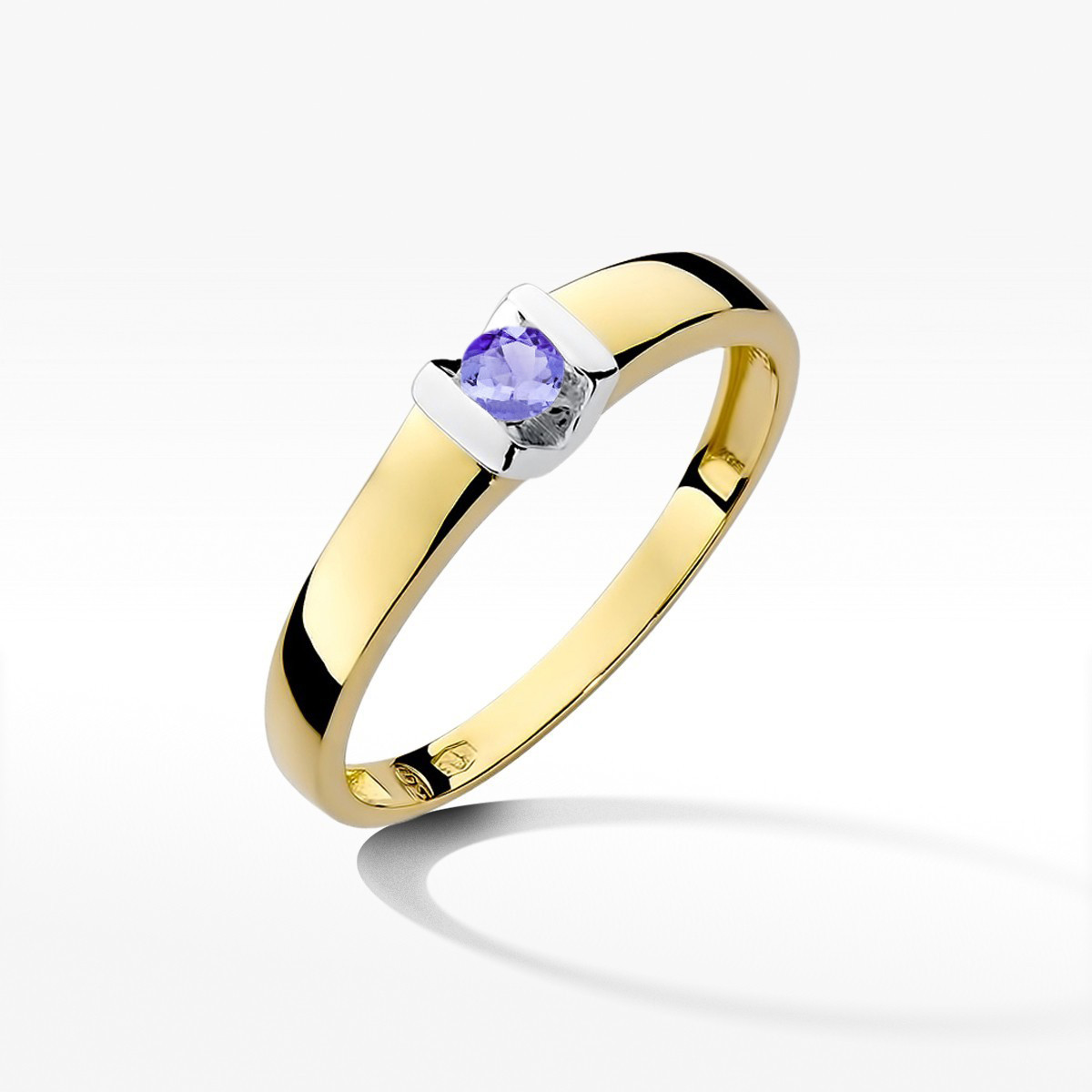 Pierścionek z żółtego złota z tanzanitem - próba 585 0,15CT w0249.Z3.TAP.01