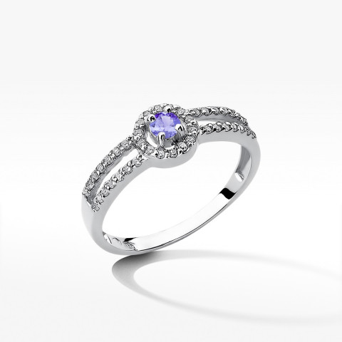 Pierścionek z białego złota z tanzanitem - próba 585 0,46CT w0272.B3.TAP.01