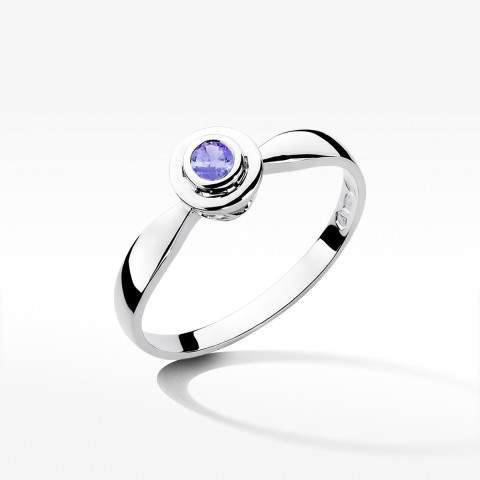Pierścionek z białego złota z tanzanitem - próba 585 0,15CT w0294.B3.TAP.01