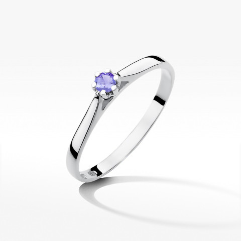 Pierścionek z białego złota z tanzanitem - próba 585 0,15CT w0311.B3.TAP.02