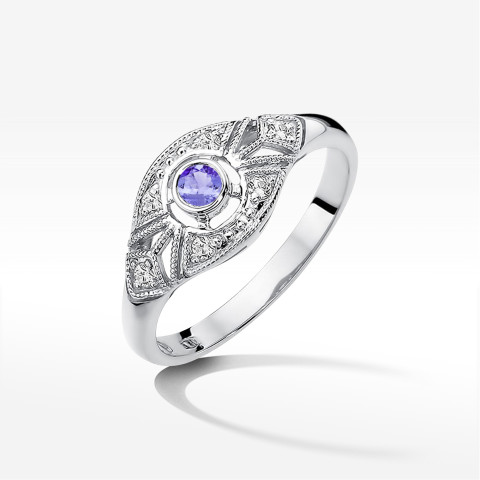 Pierścionek z białego złota z tanzanitem - próba 585 0,34CT PV-164.B3.TAP.01