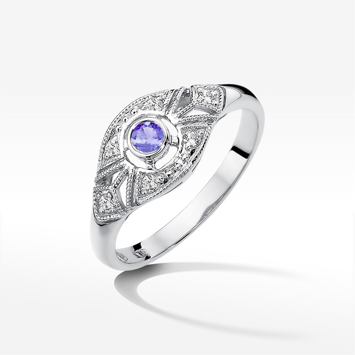 Pierścionek z białego złota z tanzanitem - próba 585 0,34CT PV-164.B3.TAP.01