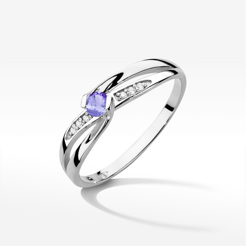 Pierścionek z białego złota z tanzanitem - próba 585 0,28CT w0415.B3.TAP.01